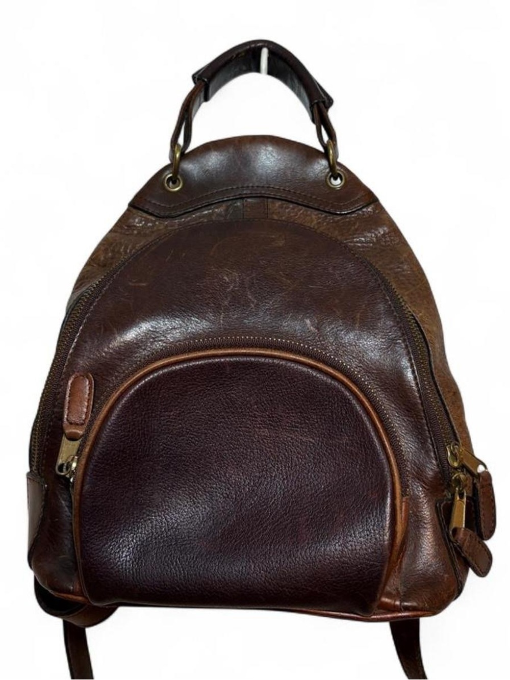 Vintage M. London New York Leathercraft Brown Leather Backpack Purse